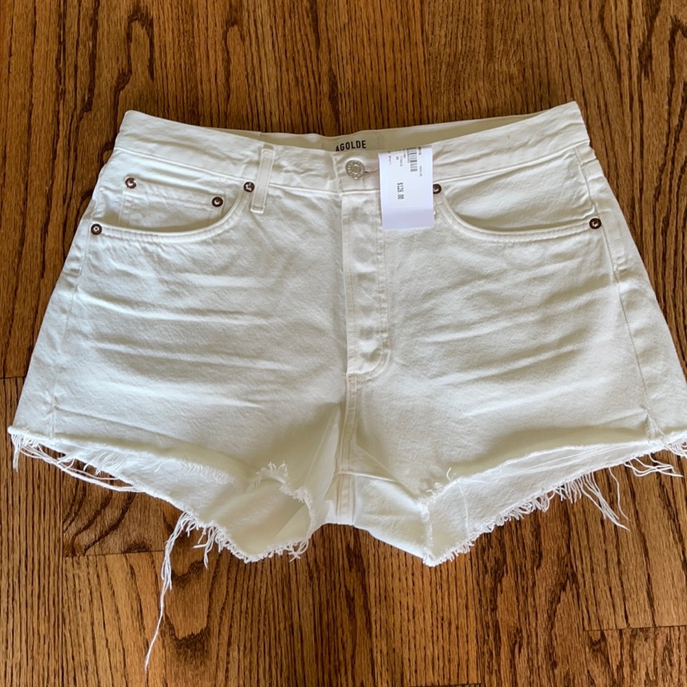 Agolde Parker denim short in white